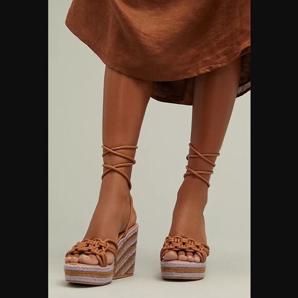 New Anthropologie Raffia Platform Heel - Size 6.5 - Picture 1 of 6